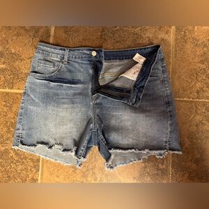Denim Frayed Hem Women Shorts